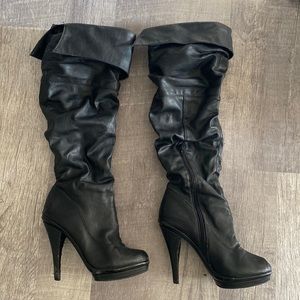 Black knee high boots with heel